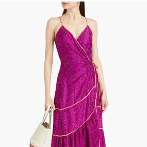 VIX Paula Hermanny Louise Gathered polka dot mousseline midi wrap dress EUC. SM